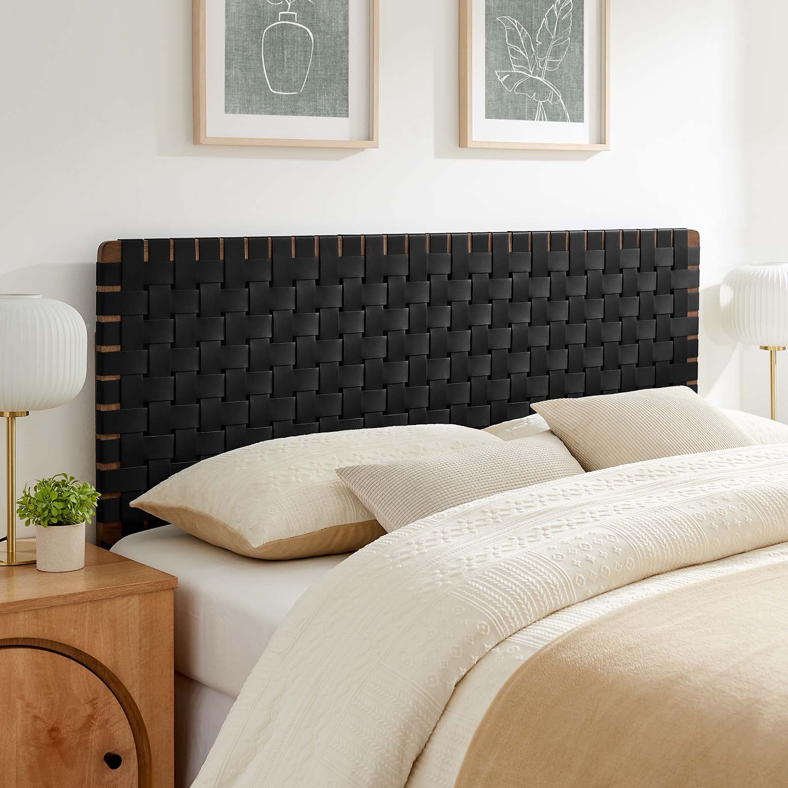 Sparta Woven Vegan Leather Headboard By HouseBean