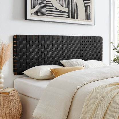 Sparta Woven Wall-Mount Vegan Leather Headboard By HouseBean