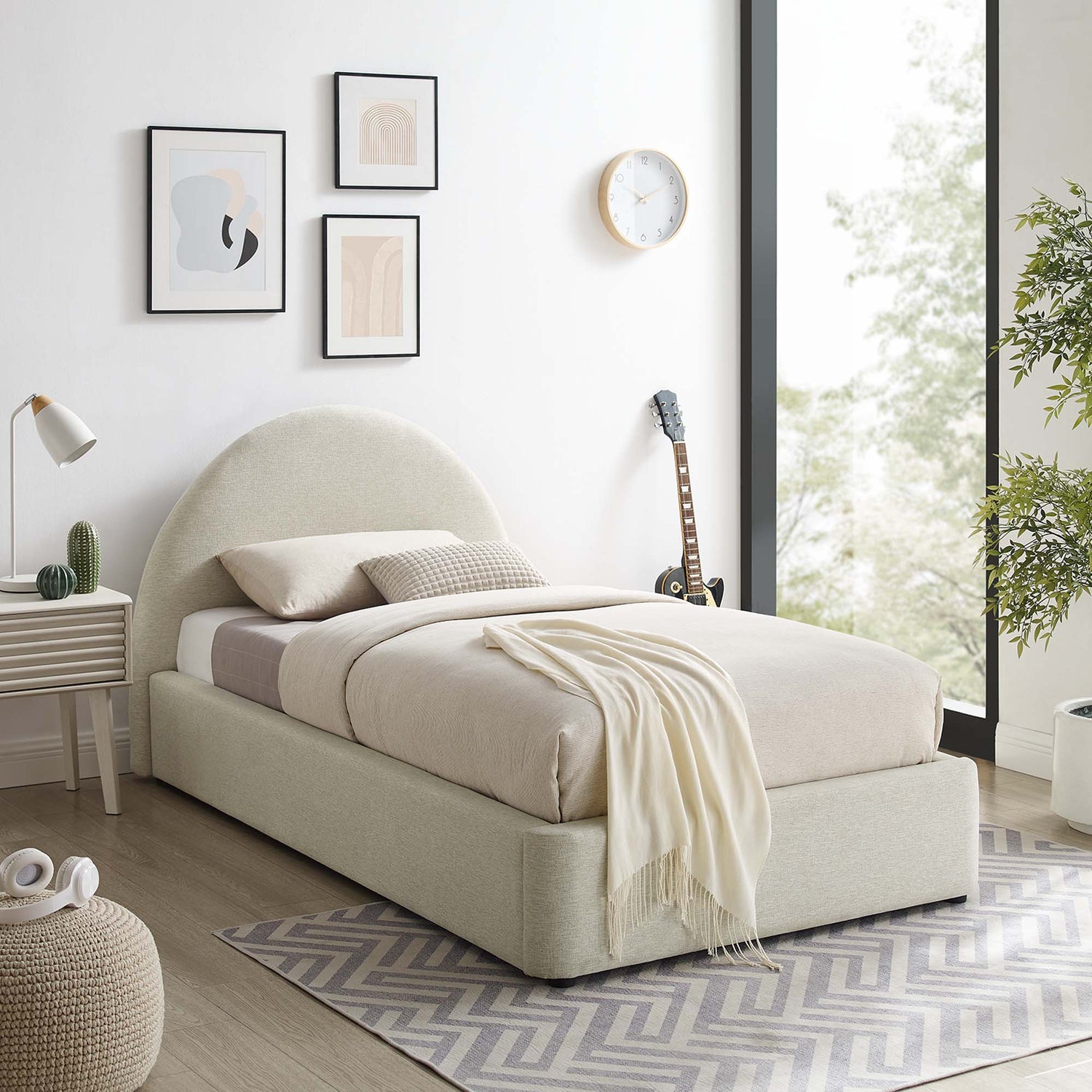 Resort Upholstered Fabric Arched Round Platform Bed by Modway