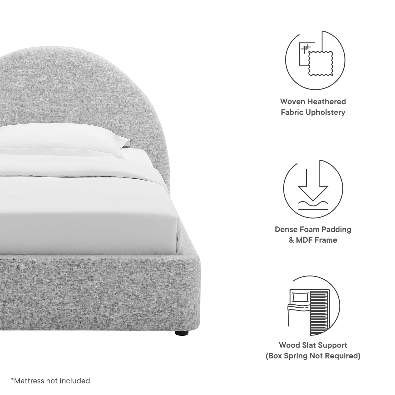 Resort Upholstered Fabric Arched Round Platform Bed by Modway