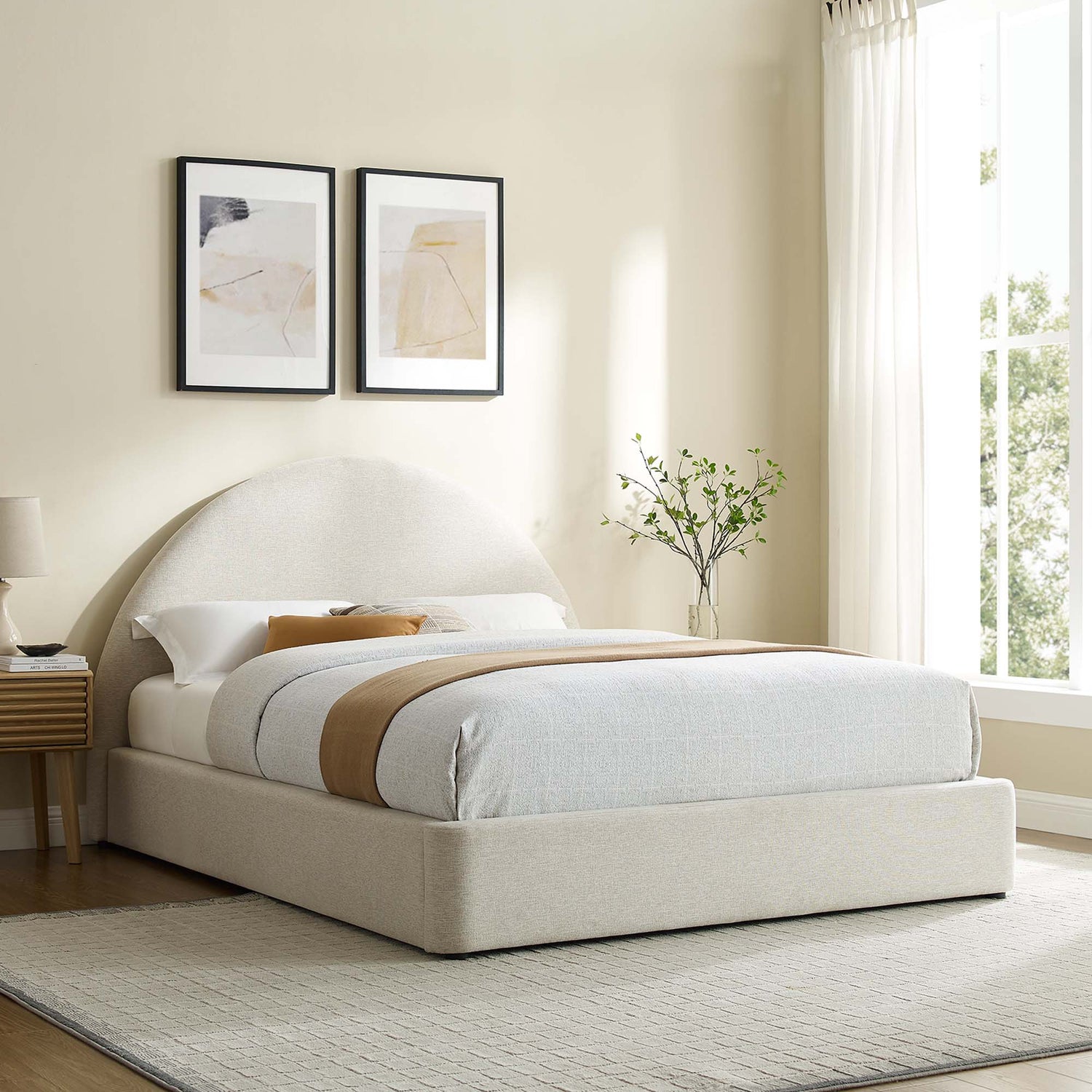 Resort Upholstered Fabric Arched Round Platform Bed by Modway
