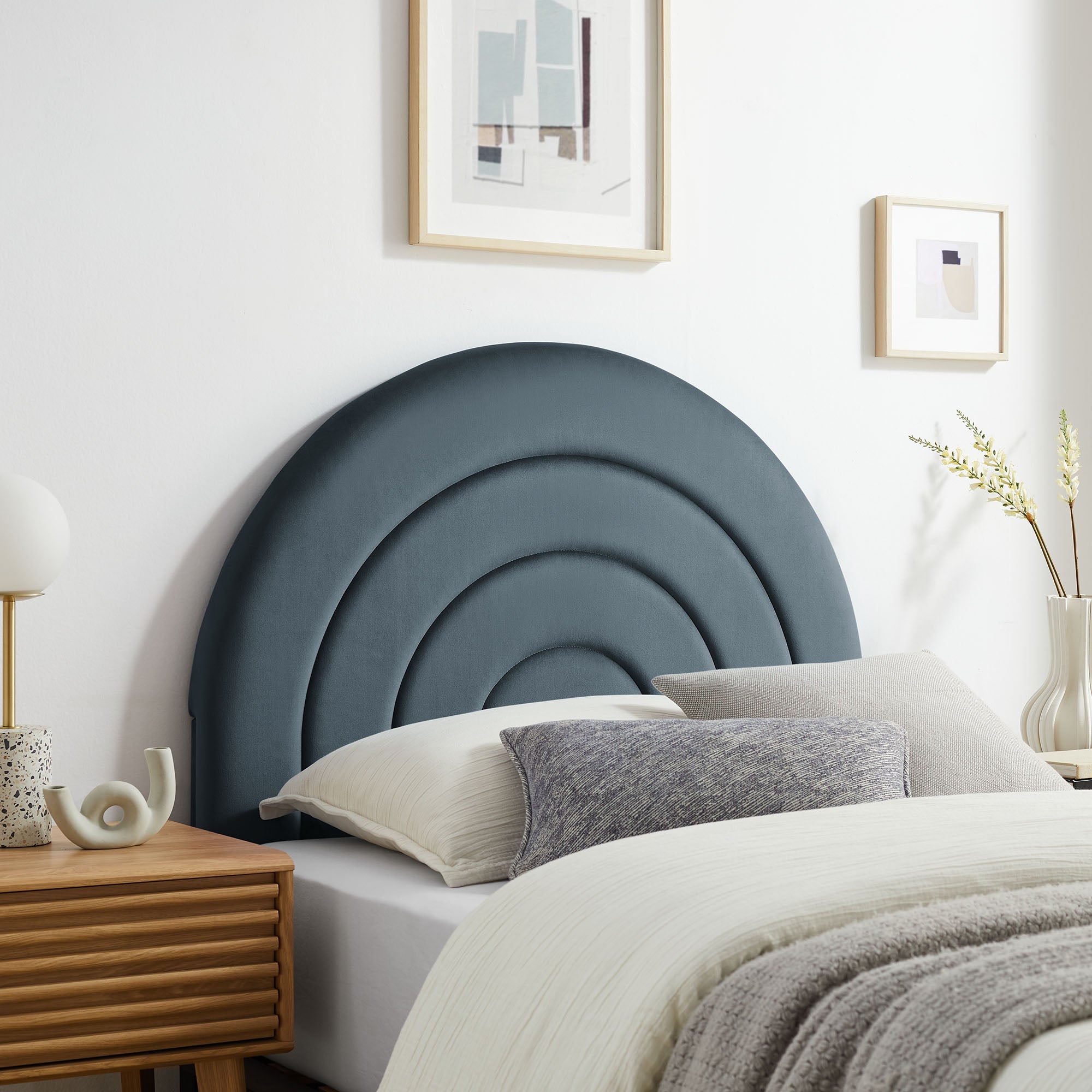 Solana Arched Performance Velvet Headboard By HouseBean