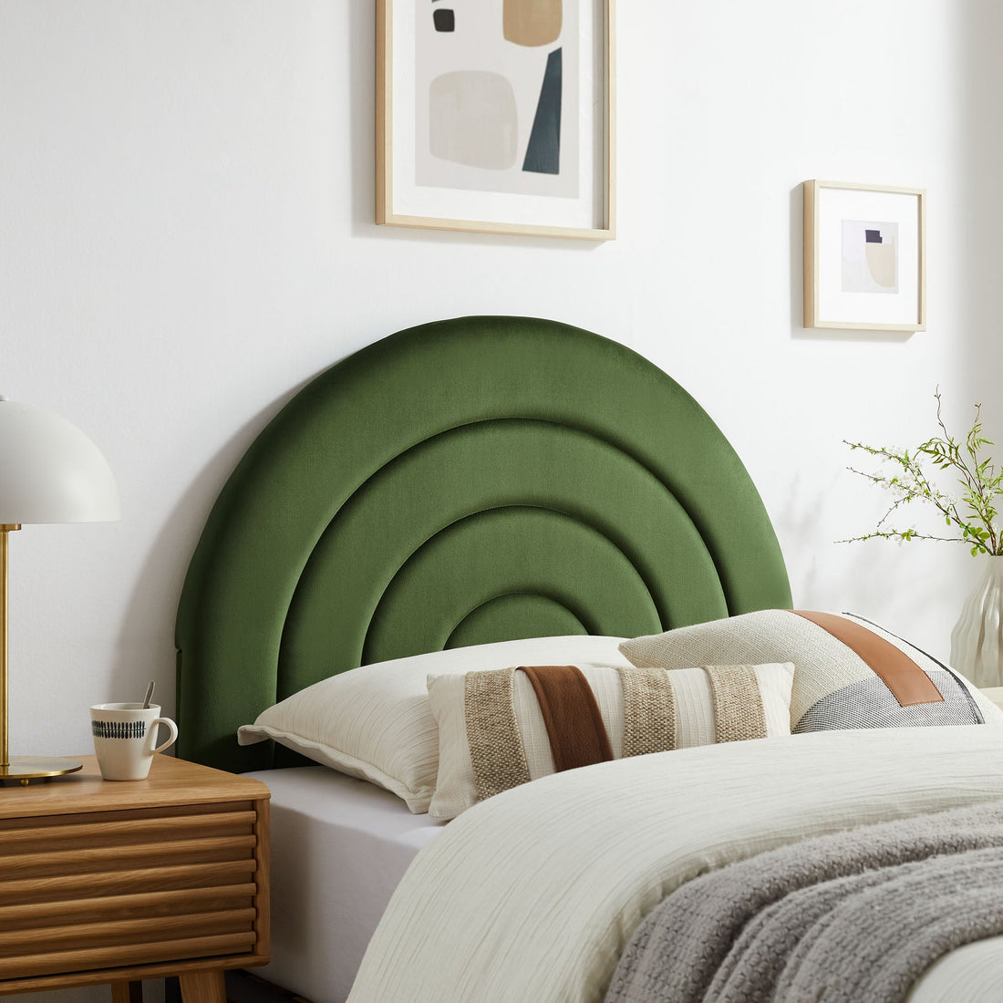 Solana Arched Performance Velvet Headboard By HouseBean