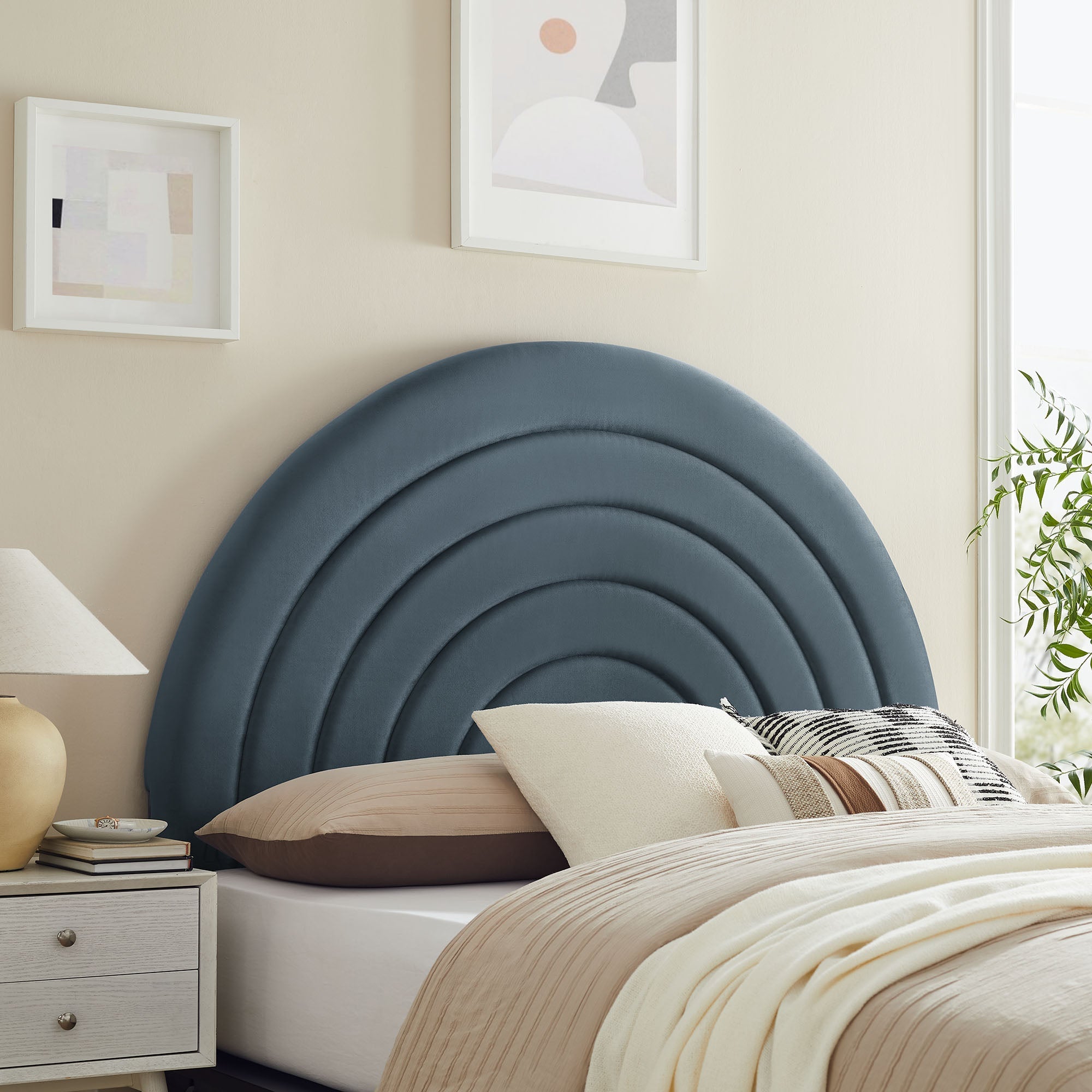 Solana Arched Performance Velvet Headboard By HouseBean