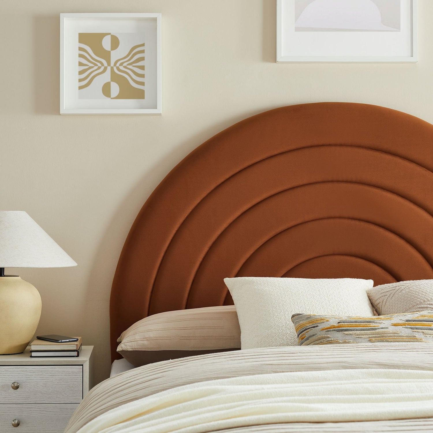 Solana Arched Performance Velvet Headboard By HouseBean