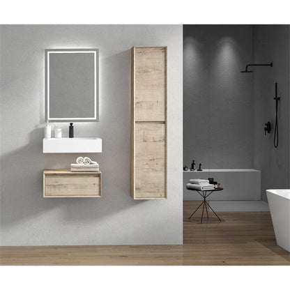 Aria 24&quot; Light Oak Floating Vanity With Single Reinforced White Acrylic Sink