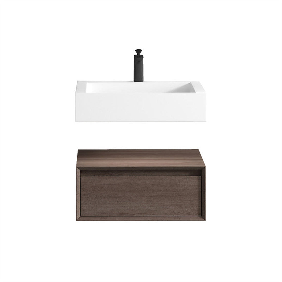 Aria 24&quot; Red Oak Floating Vanity With Single Reinforced White Acrylic Sink