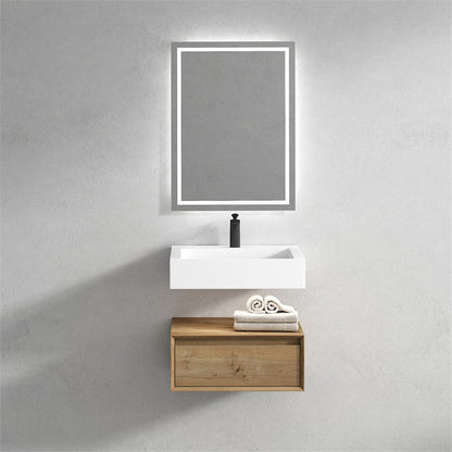 Aria 24&quot; White Oak Floating Vanity With Single Reinforced White Acrylic Sink