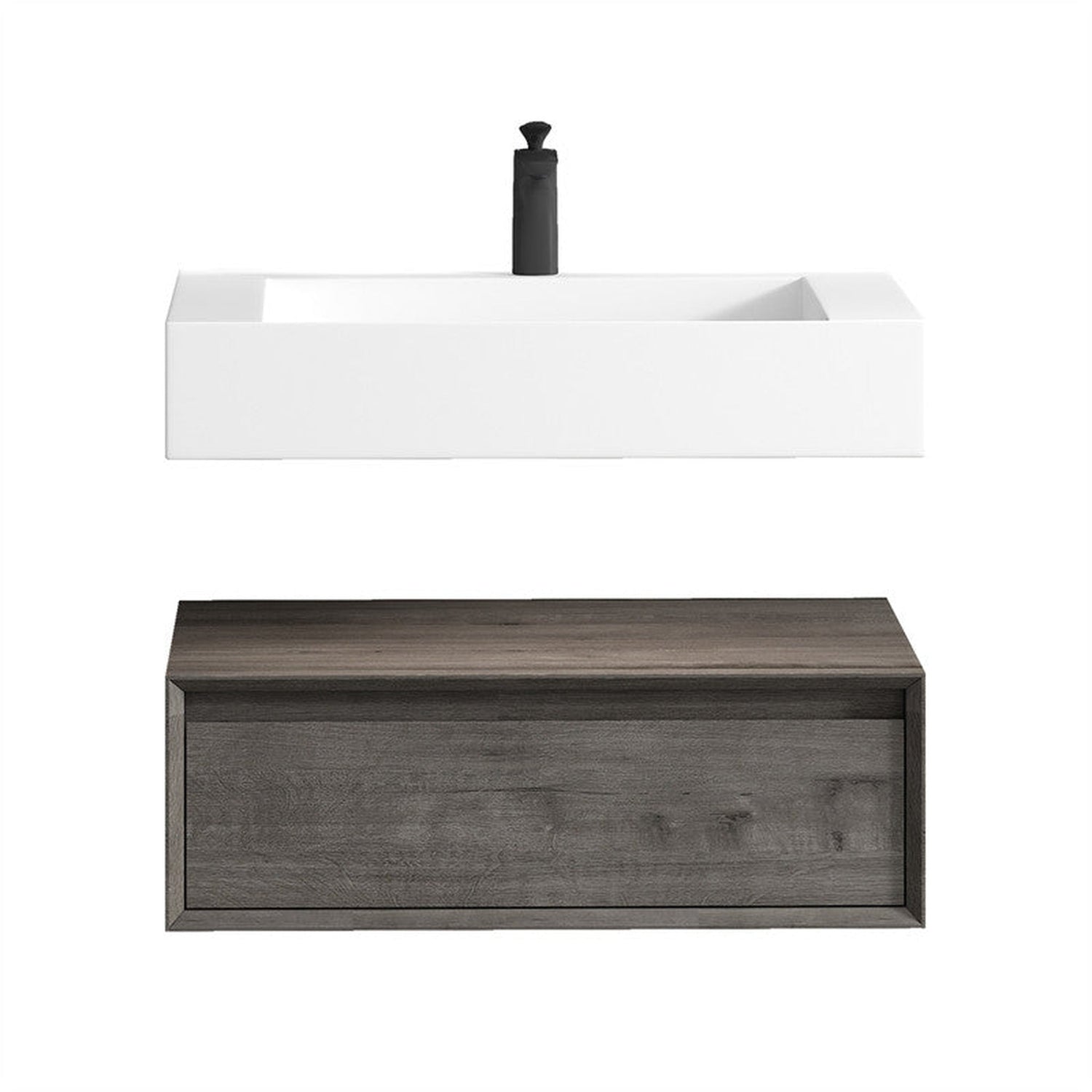 Aria 30&quot; Smoke Oak Floating Vanity With Single Reinforced White Acrylic Sink