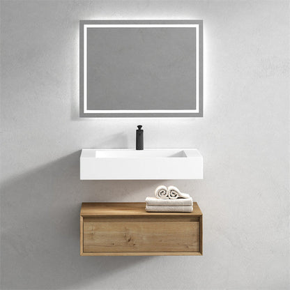 Aria 30&quot; White Oak Floating Vanity With Single Reinforced White Acrylic Sink