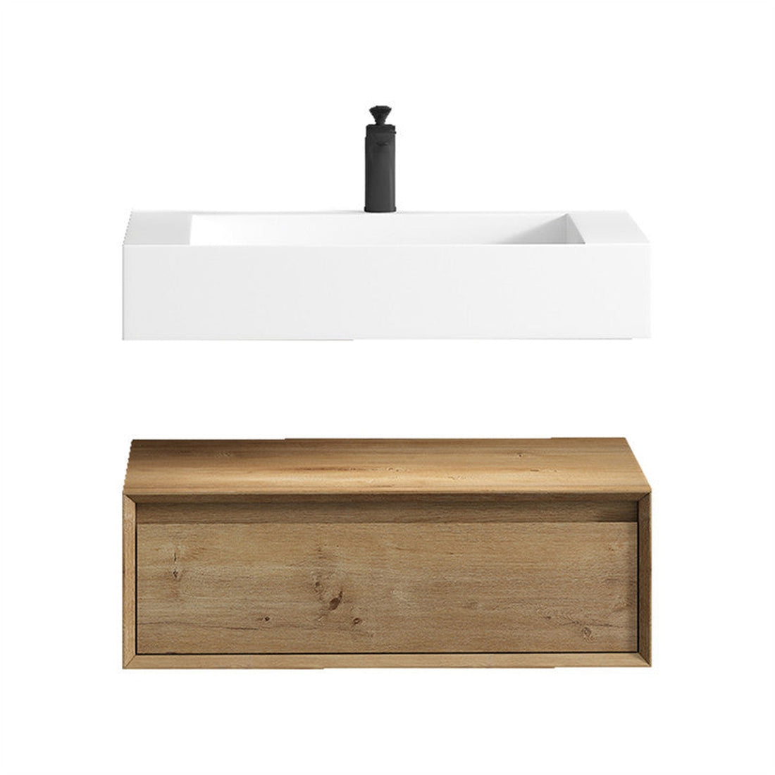 Aria 30&quot; White Oak Floating Vanity With Single Reinforced White Acrylic Sink