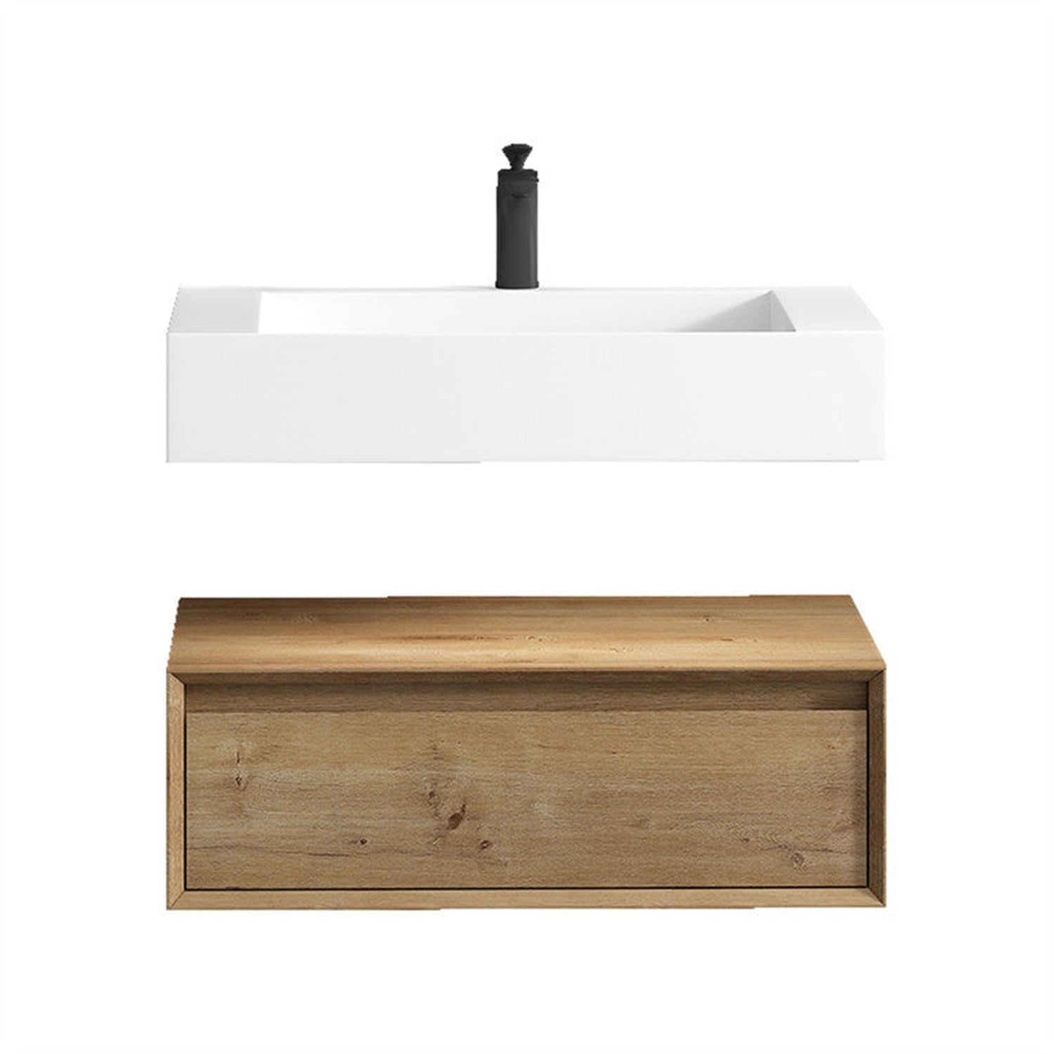 Aria 30&quot; White Oak Floating Vanity With Single Reinforced White Acrylic Sink