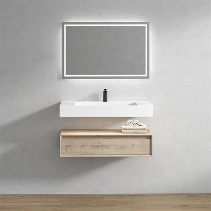 Aria 36&quot; Light Oak Floating Vanity With Single Reinforced White Acrylic Sink