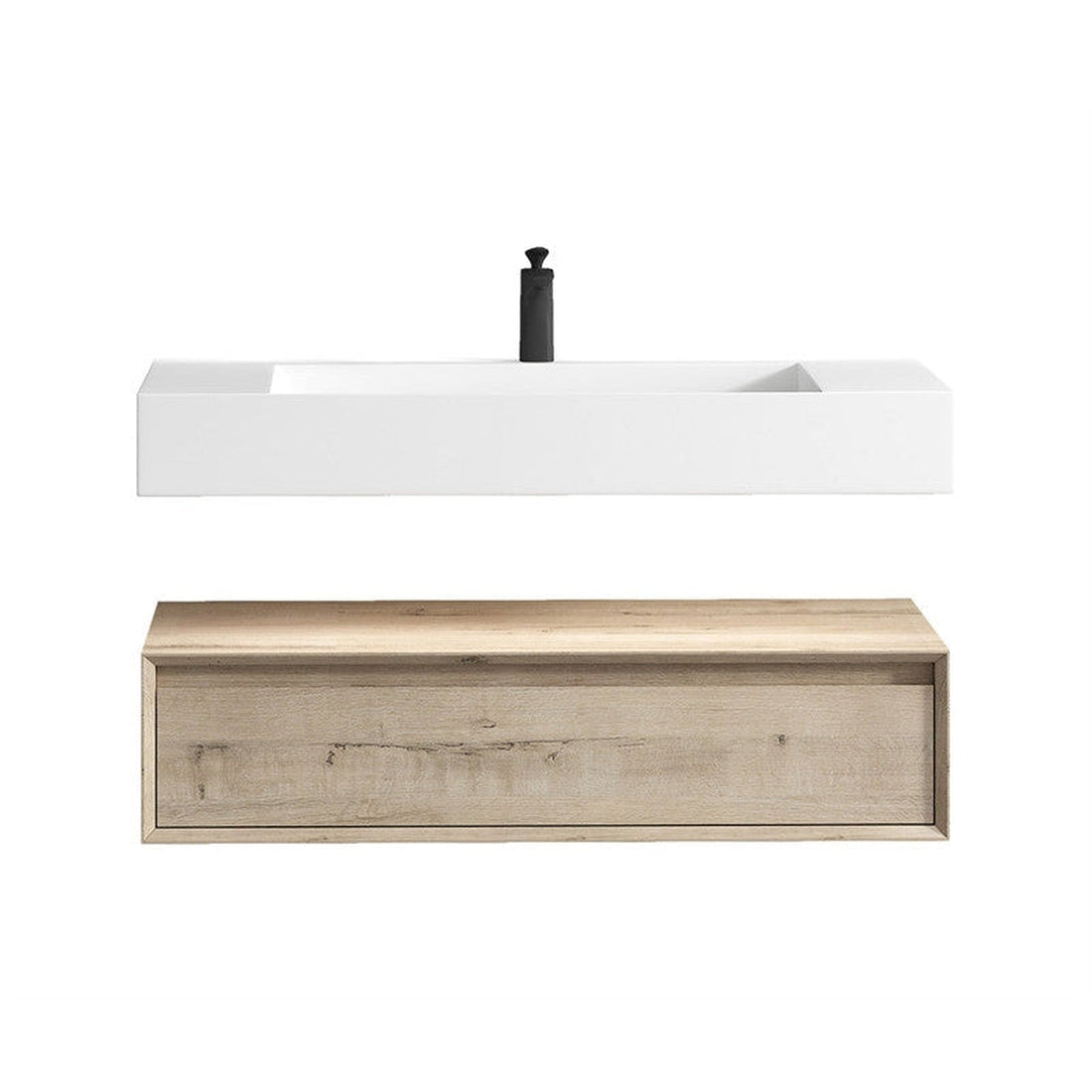 Aria 36&quot; Light Oak Floating Vanity With Single Reinforced White Acrylic Sink