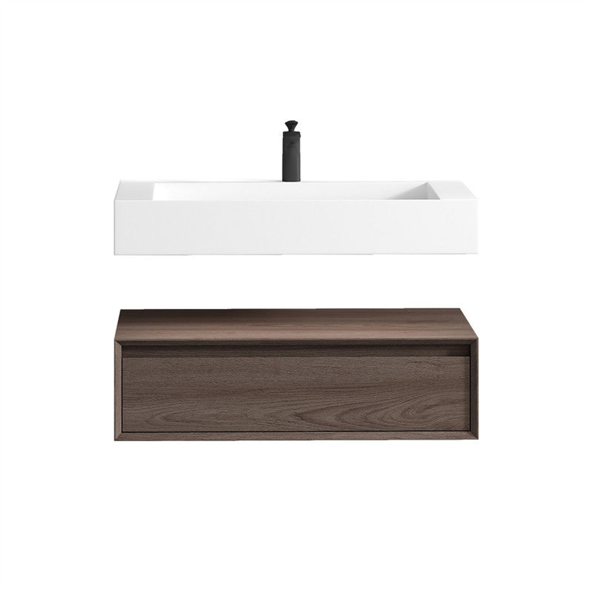 Aria 36&quot; Red Oak Floating Vanity With Single Reinforced White Acrylic Sink