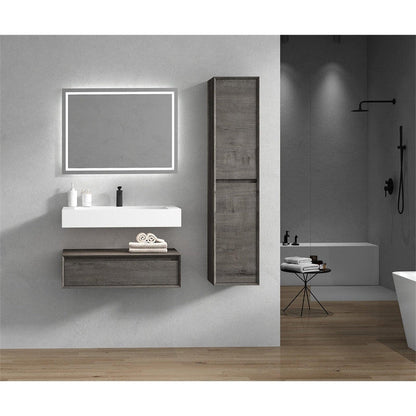 Aria 36&quot; Smoke Oak Floating Vanity With Single Reinforced White Acrylic Sink