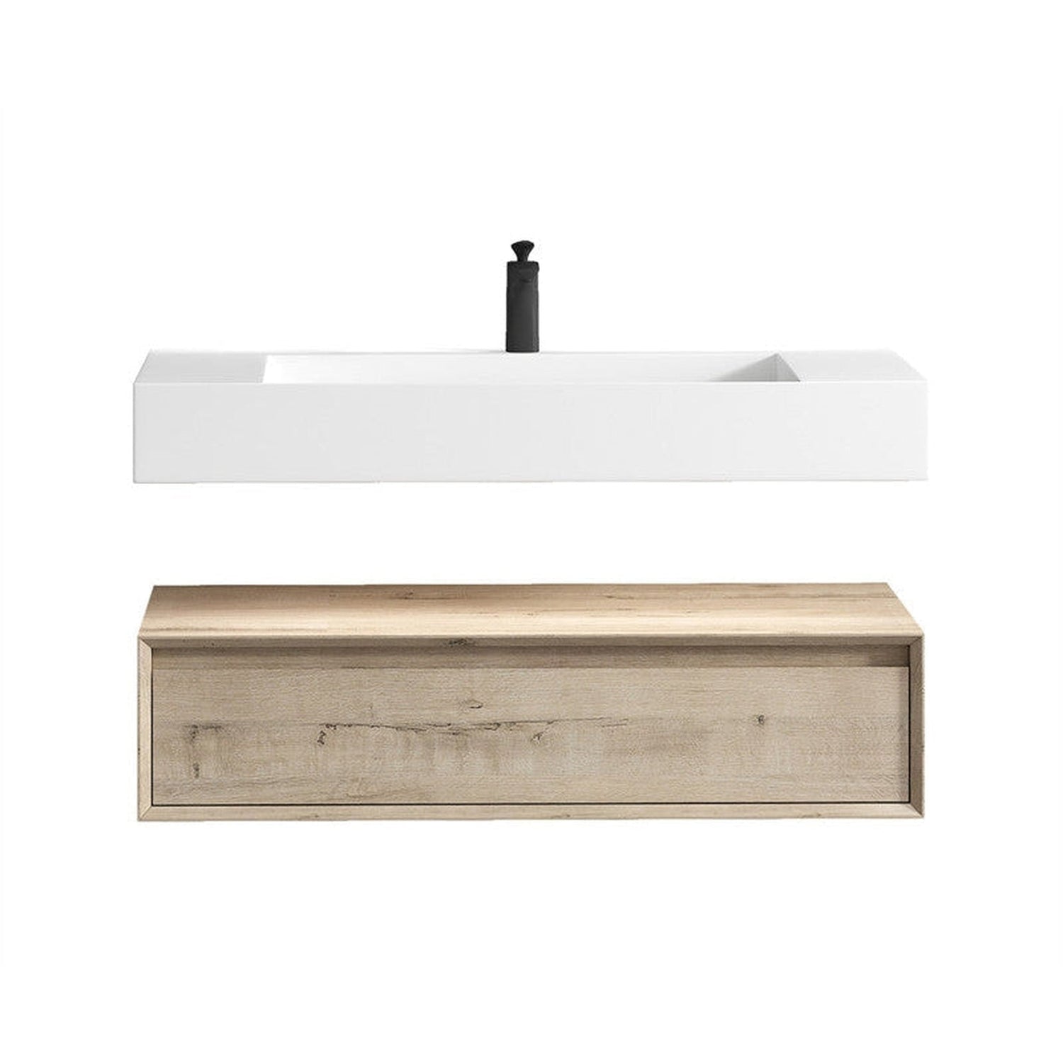 Aria 42&quot; Light Oak Floating Vanity With Single Reinforced White Acrylic Sink