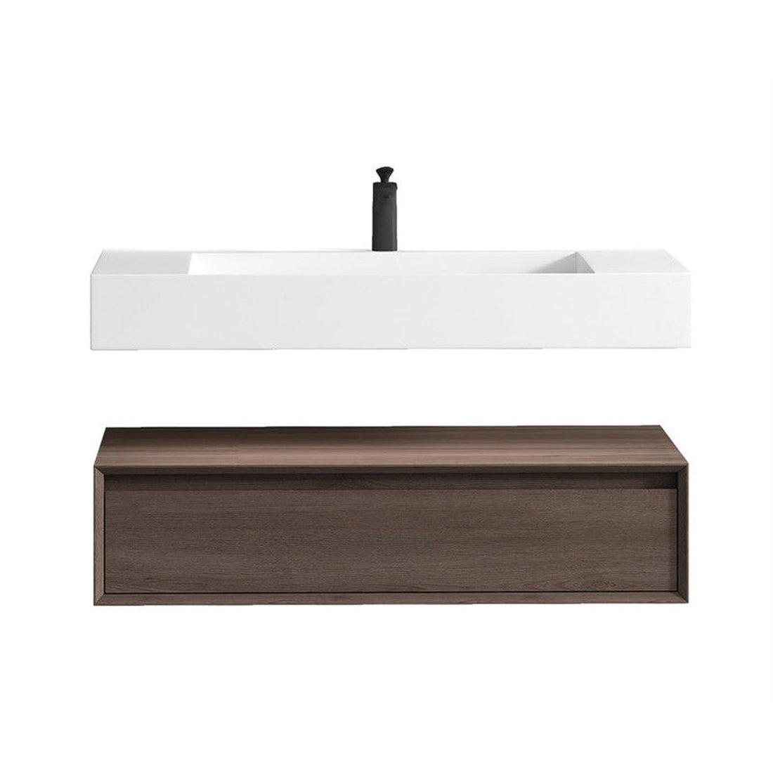 Aria 42&quot; Red Oak Floating Vanity With Single Reinforced White Acrylic Sink