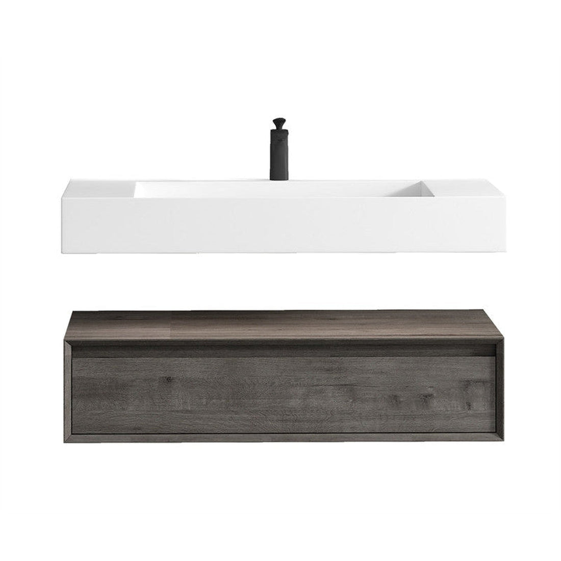 Aria 42&quot; Smoke Oak Floating Vanity With Single Reinforced White Acrylic Sink