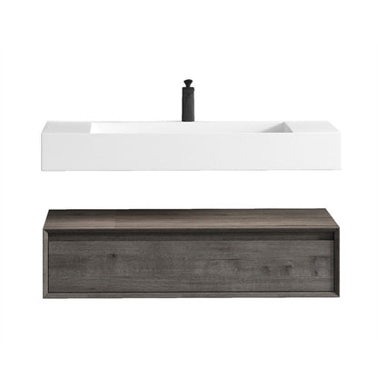 Aria 42&quot; Smoke Oak Floating Vanity With Single Reinforced White Acrylic Sink