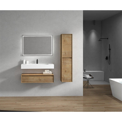 Aria 42&quot; White Oak Floating Vanity With Single Reinforced White Acrylic Sink