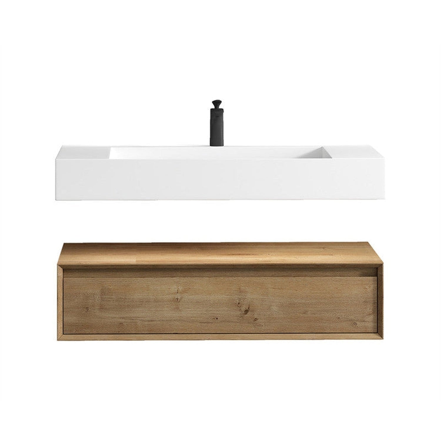 Aria 42&quot; White Oak Floating Vanity With Single Reinforced White Acrylic Sink