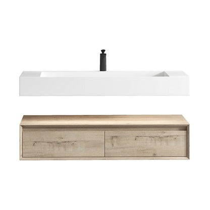 Aria 48&quot; Light Oak Floating Vanity With Single Reinforced White Acrylic Sink