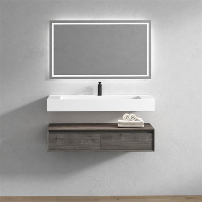 Aria 48&quot; Smoke Oak Floating Vanity With Single Reinforced White Acrylic Sink