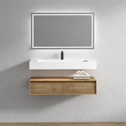 Aria 48&quot; White Oak Floating Vanity With Single Reinforced White Acrylic Sink