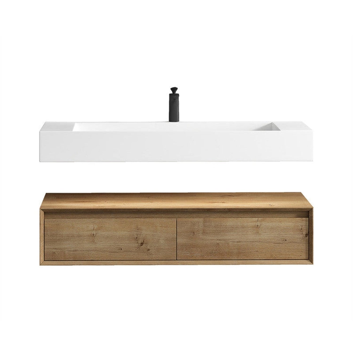 Aria 48&quot; White Oak Floating Vanity With Single Reinforced White Acrylic Sink