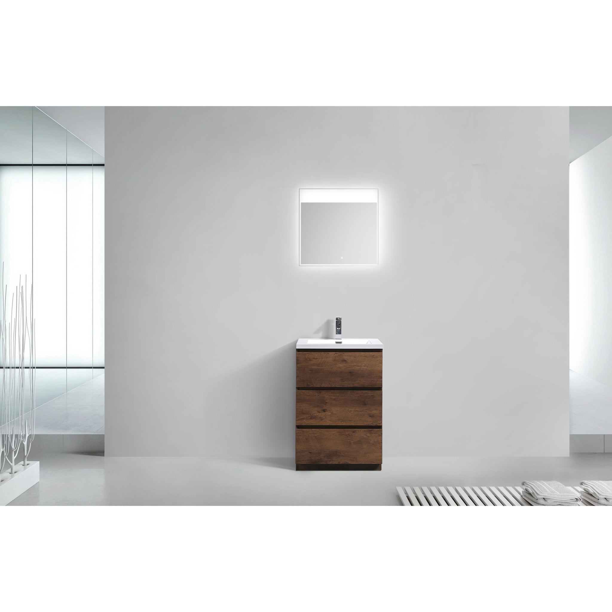 Elysian 24&quot; Rosewood Freestanding Vanity With Single Reinforced White Acrylic Sink