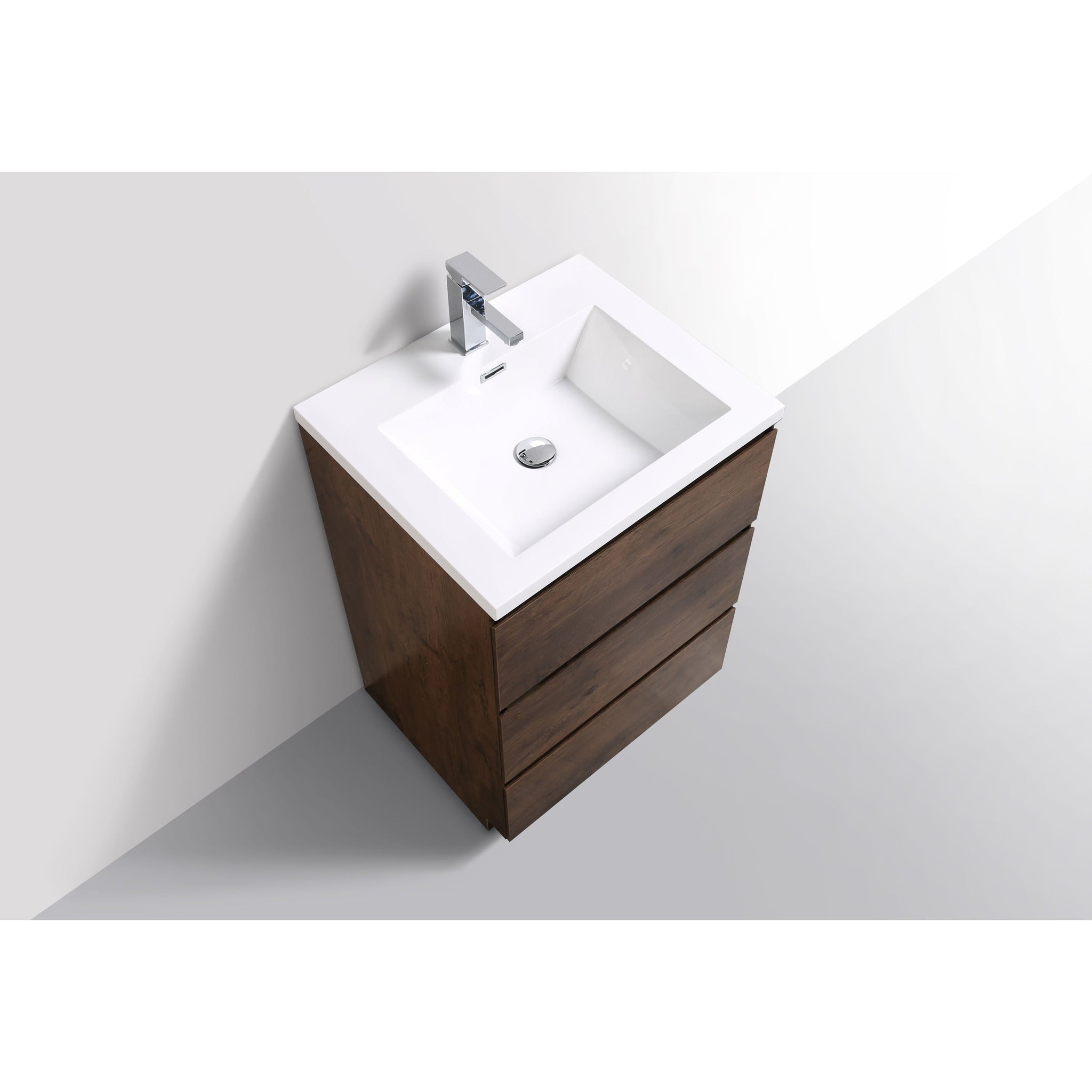 Elysian 24&quot; Rosewood Freestanding Vanity With Single Reinforced White Acrylic Sink