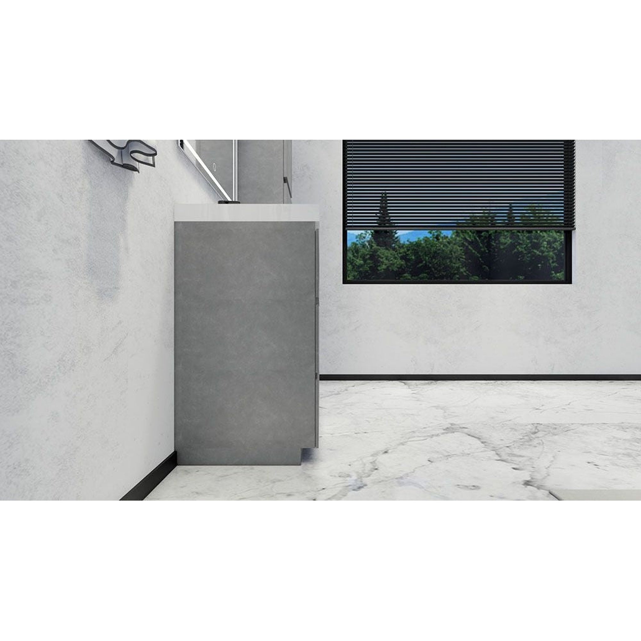 Elysian 30&quot; Cement Gray Freestanding Vanity With Single Reinforced White Acrylic Sink