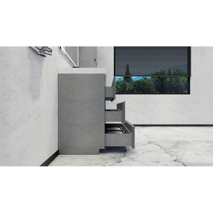 Elysian 30&quot; Cement Gray Freestanding Vanity With Single Reinforced White Acrylic Sink