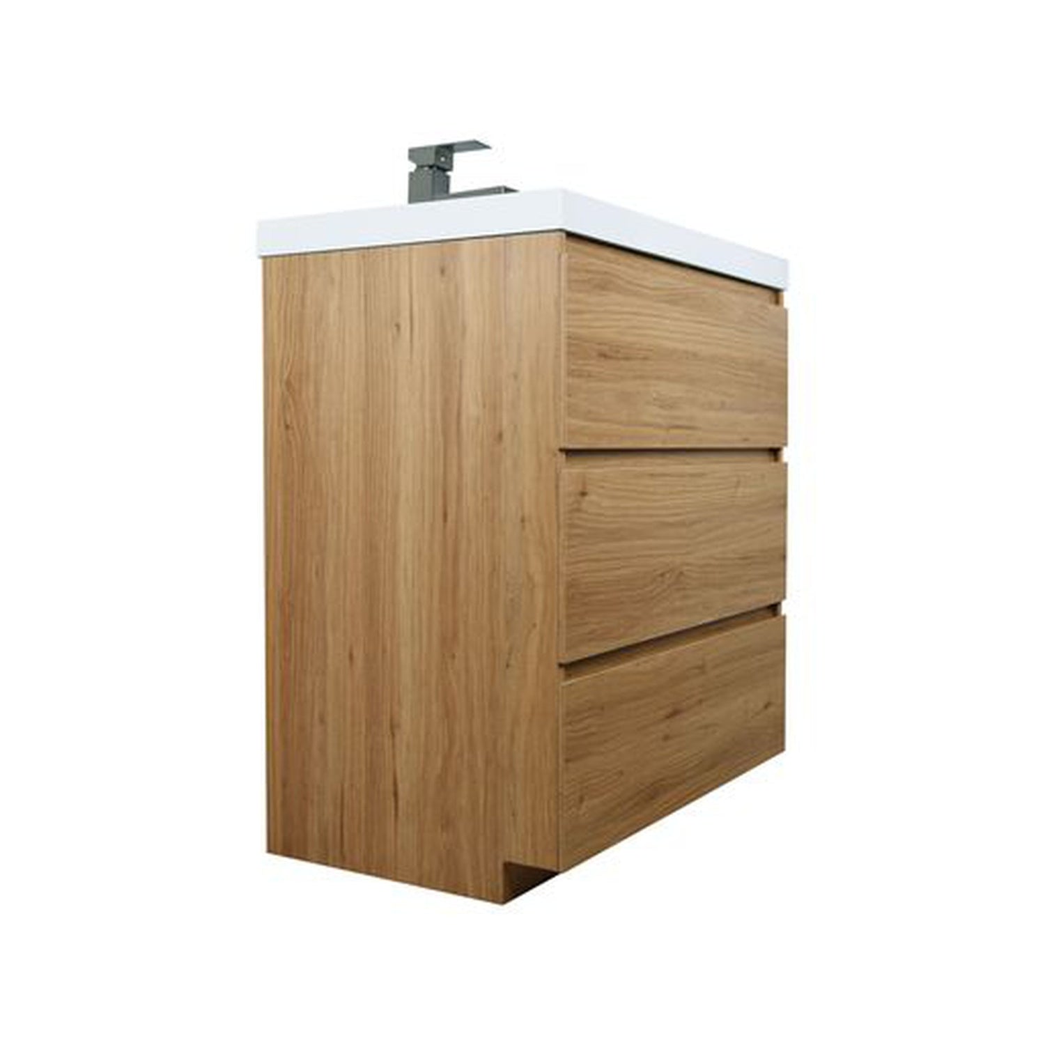 Elysian 30&quot; Nature Oak Freestanding Vanity With Single Reinforced White Acrylic Sink