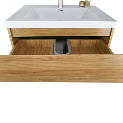 Elysian 30&quot; Nature Oak Freestanding Vanity With Single Reinforced White Acrylic Sink