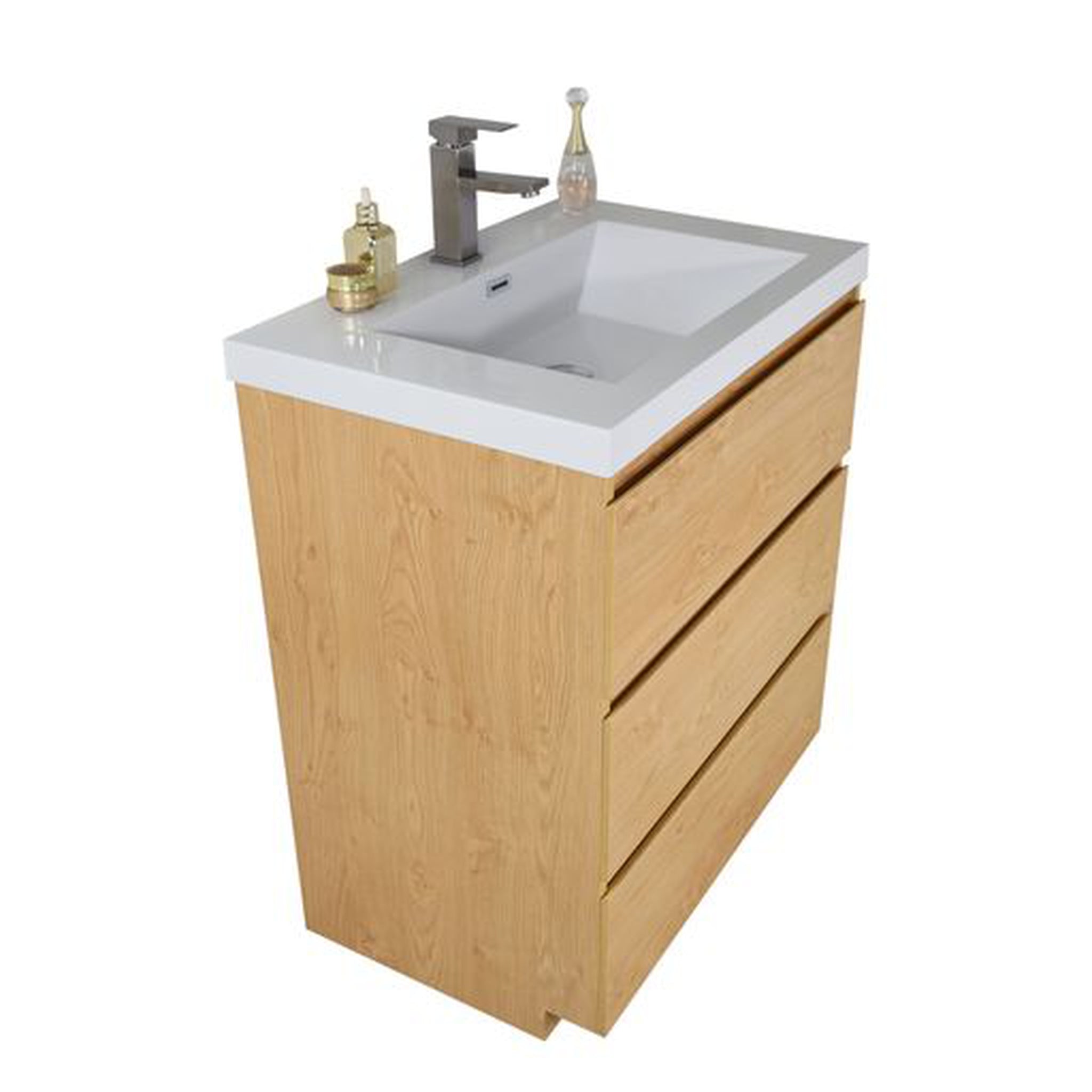 Elysian 30&quot; New England Oak Freestanding Vanity With Single Reinforced White Acrylic Sink