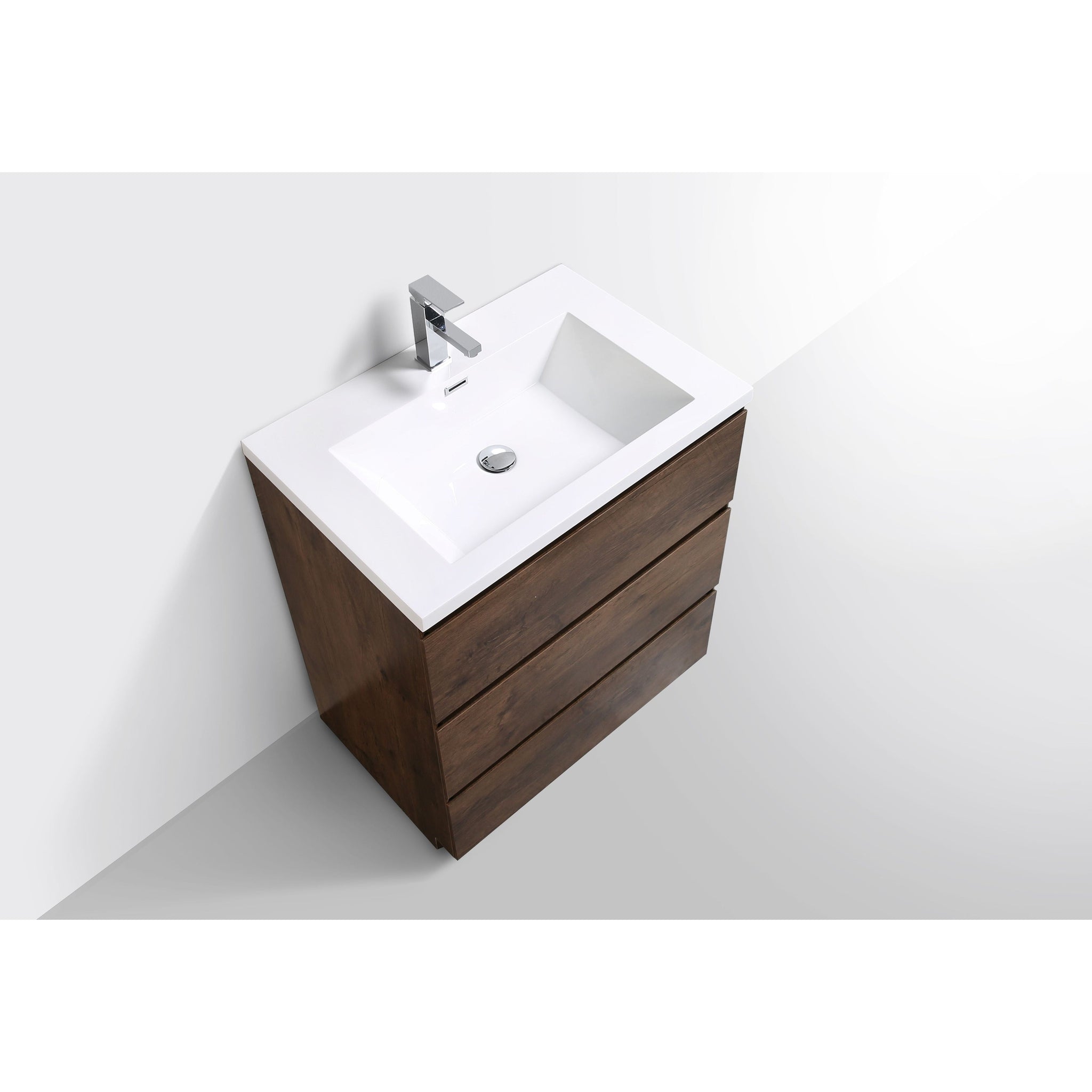 Elysian 30&quot; Rosewood Freestanding Vanity With Single Reinforced White Acrylic Sink