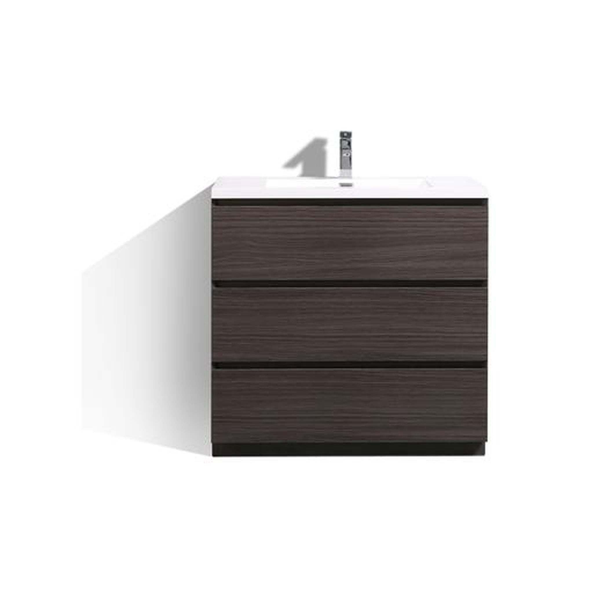 Elysian 36&quot; Dark Gray Oak Freestanding Vanity With Single Reinforced White Acrylic Sink