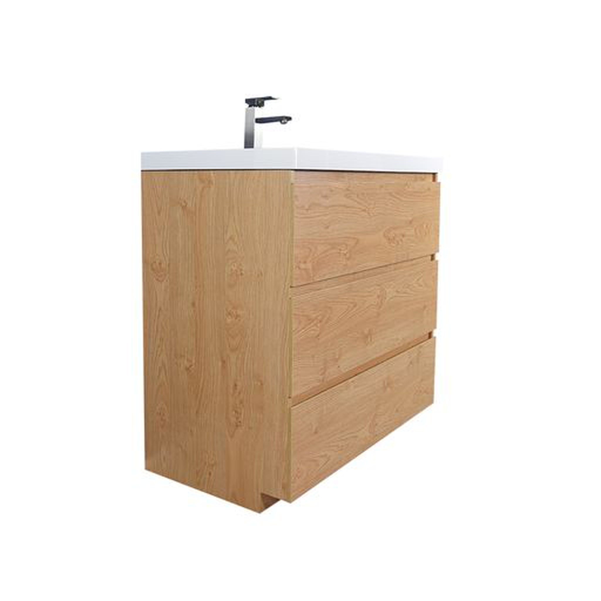 Elysian 36&quot; New England Oak Freestanding Vanity With Single Reinforced White Acrylic Sink