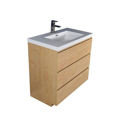 Elysian 36&quot; New England Oak Freestanding Vanity With Single Reinforced White Acrylic Sink