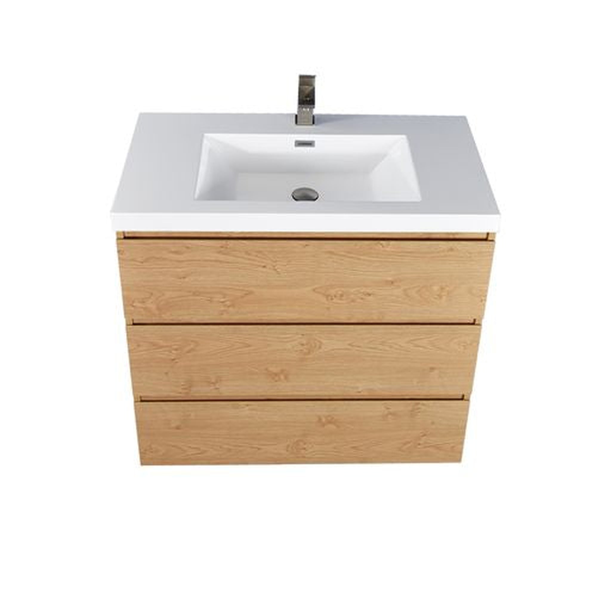 Elysian 36&quot; New England Oak Freestanding Vanity With Single Reinforced White Acrylic Sink