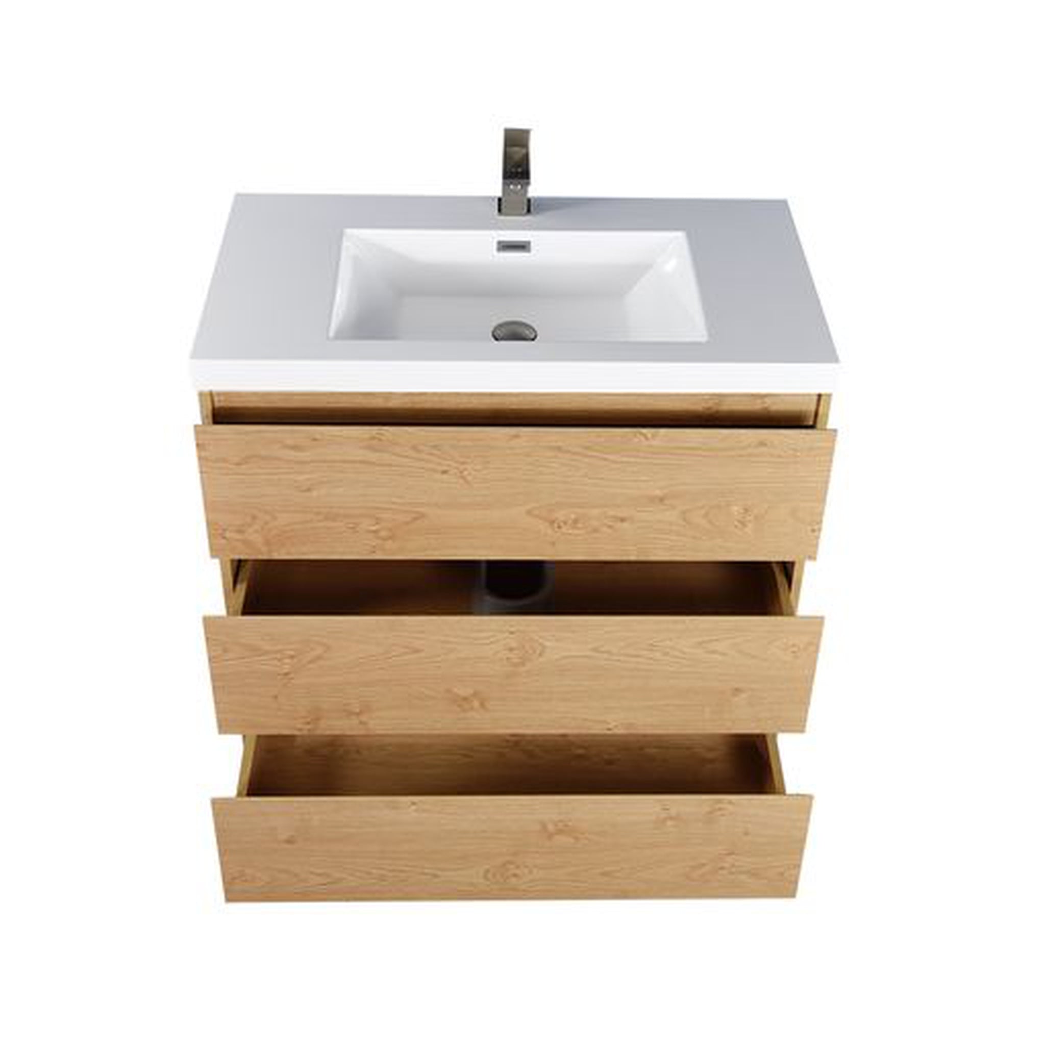 Elysian 36&quot; New England Oak Freestanding Vanity With Single Reinforced White Acrylic Sink