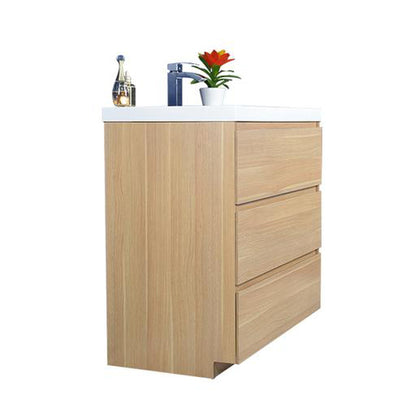 Elysian 36&quot; White Oak Freestanding Vanity With Single Reinforced White Acrylic Sink