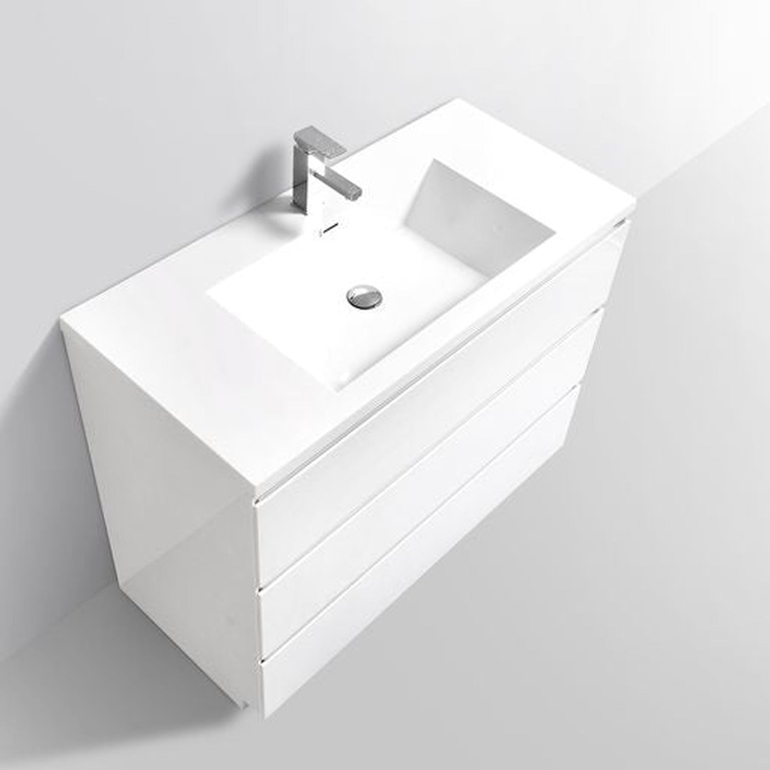 Elysian 42&quot; High Gloss White Freestanding Vanity With Single Reinforced White Acrylic Sink