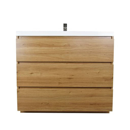 Elysian 42&quot; Nature Oak Freestanding Vanity With Single Reinforced White Acrylic Sink