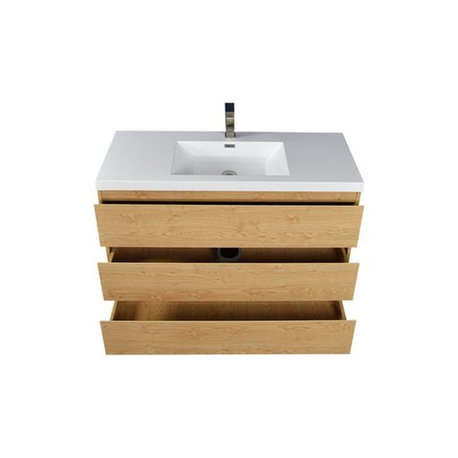 Elysian 42&quot; New England Oak Freestanding Vanity With Single Reinforced White Acrylic Sink