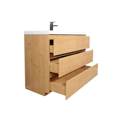 Elysian 42&quot; New England Oak Freestanding Vanity With Single Reinforced White Acrylic Sink