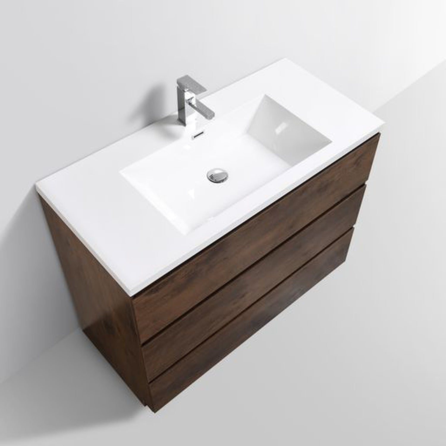 Elysian 42&quot; Rosewood Freestanding Vanity With Single Reinforced White Acrylic Sink