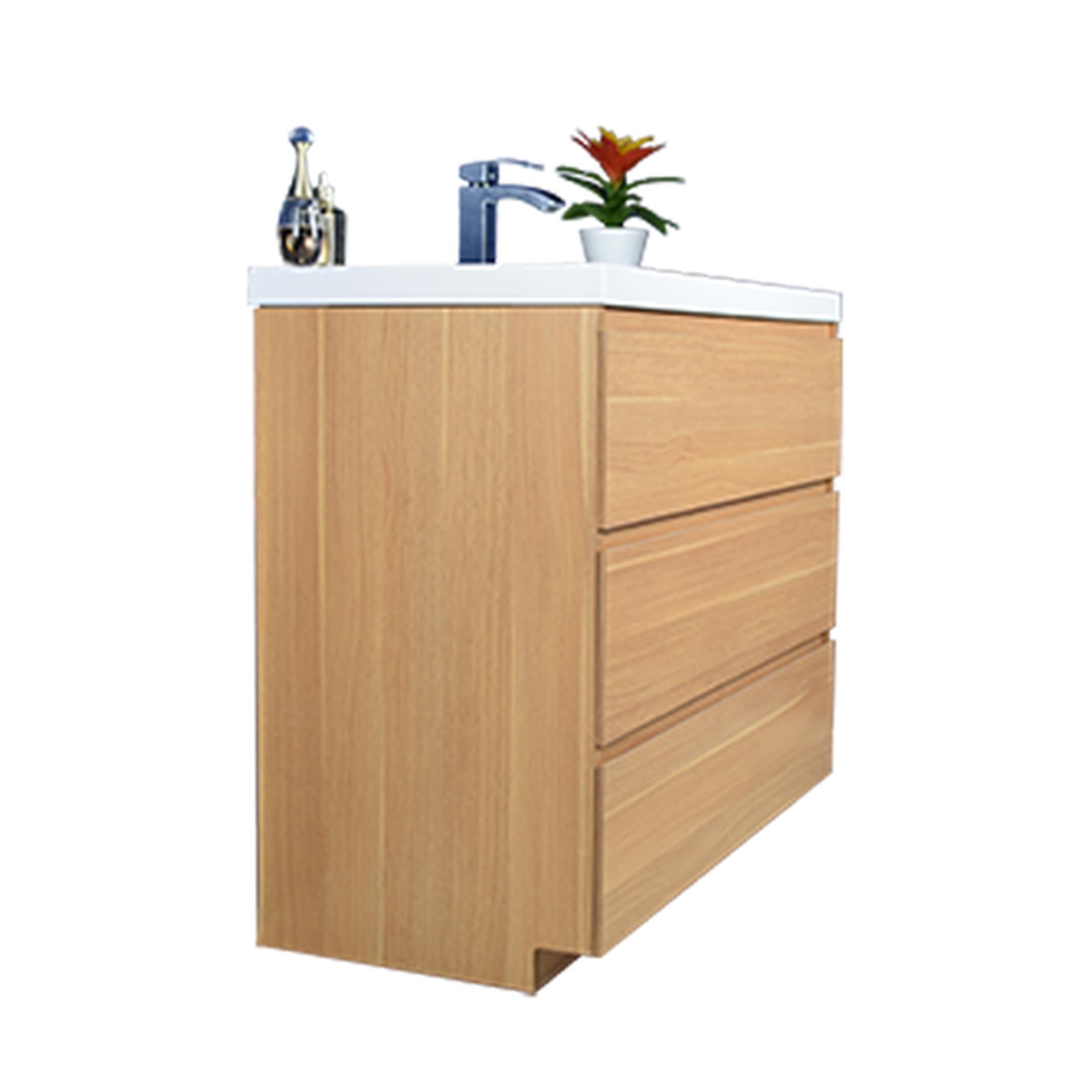 Elysian 42&quot; White Oak Freestanding Vanity With Single Reinforced White Acrylic Sink